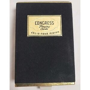 Vintage Congress Playing Cards Cel U Tone Finish Felted Box Terrier Cards Sealed